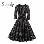 Sisjuly style vintage dress black polka dot party dresses a line 1950s retro rockabilly pin up dress vestido 2017 vintage dress