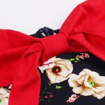 Sisjuly summer vintage dress retro patchwork floral print bowknot backless party dresses halter sleeveless women vintage dresses