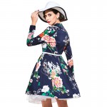 Sisjuly vintage dress 1950s blue floral print 2017 spring summer women party dress flower sashes A-line female vintage dresses