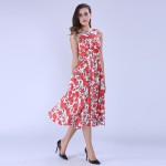 Sisjuly vintage dress 1950s style women summer print dress  elegant ball gown slash neck sleeveless knee length vintage dresses