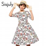 Sisjuly vintage dress floral print dress flower autumn winter elegant 50s rockabilly dresses 4XL vestido de festa women dresses