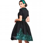 Sisjuly vintage dresses 1950s style black print floral short sleeve women party dress 2017 spring elegant female vintage dresses