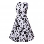 Sisjuly vintage summer women 1950s festa dress with flower print party dress women sleeveless elegant black women vintage dress