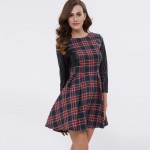 Sisjuly women casual dress spring patchwork plaid mini dress autumn black women dresses rockabilly fashion style casual dress