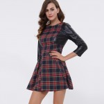 Sisjuly women casual dress spring patchwork plaid mini dress autumn black women dresses rockabilly fashion style casual dress