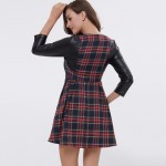 Sisjuly women casual dress spring patchwork plaid mini dress autumn black women dresses rockabilly fashion style casual dress