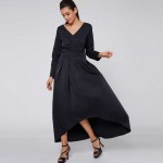 Sisjuly women maxi dress black dress autumn winter long party festa dresses long fashion elegant v neck women black maxi dress