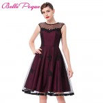 Sleeveless Taffeta 50s Summer Dress Women Rockabilly Lace Vestidos Round Neck Real Picture Red Green Audrey Hepburn Dresses 2017