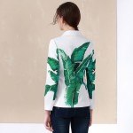 Slim Career OL Coats 2017 European New Autumn Famous Turn-Down Full Sleeve Luxury Print Banana Leaf Coat