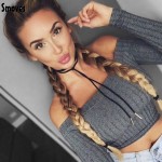 Smoves Sexy Off Shoulder Women Knitted Sweater Tops Autumn Winter Pullover Crop Tops Long Sleeve Casual T-shirts New White TT307