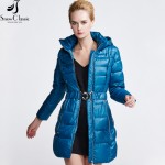 Snow Classic Woman Winter Jackets 2016 Sashes Hooded parkas Winter Coats Parka female Quilted Coat 14420