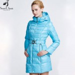 Snow Classic Woman Winter Jackets 2016 Sashes Hooded parkas Winter Coats Parka female Quilted Coat 14420