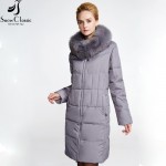 Snow Classic Women's Winter Jacket 2016 Coat Plus Size 6xl Jacket Real Fox Fur Collar Female Jacket close-out stock 12416a