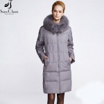 Snow Classic Women's Winter Jacket 2016 Coat Plus Size 6xl Jacket Real Fox Fur Collar Female Jacket close-out stock 12416a