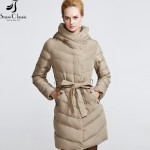 Snow Classic Women's Winter Jacket 2016 Sashes Thick Long Jacket Women Coat Hood Parka 16201A