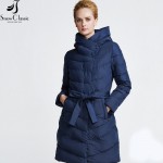 Snow Classic Women's Winter Jacket 2016 Sashes Thick Long Jacket Women Coat Hood Parka 16201A