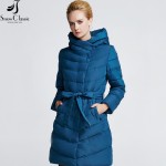 Snow Classic Women's Winter Jacket 2016 Sashes Thick Long Jacket Women Coat Hood Parka 16201A