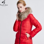 Snow Classic winter jacket women Real Raccoon Fur Collar down coat female russian winter coats parka femme 12261