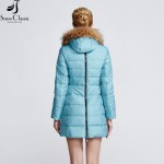 Snow Classic winter jacket women Real Raccoon Fur Collar down coat female russian winter coats parka femme 12261