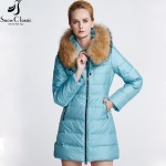 Snow Classic winter jacket women Real Raccoon Fur Collar down coat female russian winter coats parka femme 12261