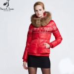 SnowClassic Winter Jacket Women Real Raccoon Fur Collar Duck down Coats Thick women down Coat Female Winter Jacket 12446