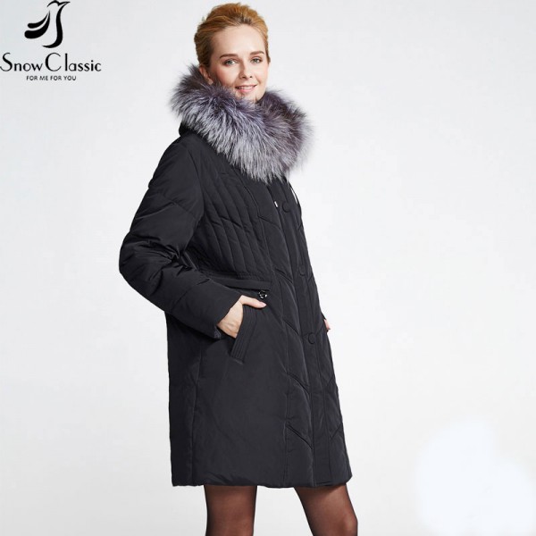 Snowclassic Women's Winter Jacket 2016 Female Plus Size 6xl Jacket Real Fox Fur Collar duck Down Jacket 12079