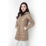 Snowka Female Warm Winter Jacket Women Coat Thin Brand 90% White Duck Down Parka Ultra-light Down Jacket Long Elegant Outwear