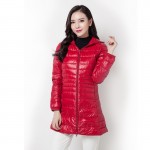 Snowka Female Warm Winter Jacket Women Coat Thin Brand 90% White Duck Down Parka Ultra-light Down Jacket Long Elegant Outwear