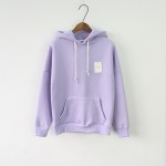 Solid Hooed Hoodies for Women 2017 Hot Sale Korean Pocket Casual Fitness Pullovers Leisure Sweatshirts Drawstring 6 Candy Color