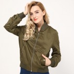 Solid Zipper Jacket Coat Quality Lady Biker Bomber Jacket Women Outwear 3 Colors S/M/L Sizes Women Cloths chaquetas mujer 2016