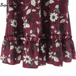 Soperwillton New Spring 2017 Women Dress Chiffon Dress Flowers Vintage Casual Plus Size Print Long Sleeve Knee Elegant Vestidos 