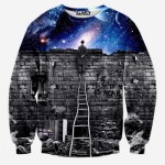 Space/galaxy 3d sweatshirt men 3d hoodies harajuku style funny print nightfall trees sudaderas hombres 2015 Free Shipping