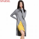 Sparsil Women's Autumn Turtleneck Cashmere Blend Dress Fashion Irregular Hem Knitted Pullover Dresses All Match Knitwear C65