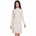 Sparsil Women's Spring Cashmere Blend Turtleneck Knitted Dress Elegant Female Full Sleeve Vintage Mini Dresses