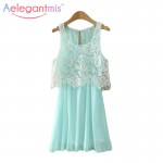 Special Offer Aelegantmis Cute Patchwork Lace Dress Women 2017 Summer Sleeveless Chiffon Beach Dress Ladies Vestido