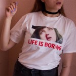 Spoof Harajuku White Female T-shirt 2018 T Summer Novelty Tee Shirt Femme Life is Boring Letters Print Women Tshirt C341