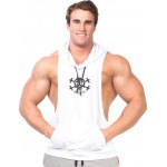 Sportswear Bodybuilding Stringer Sleeveless Skull Hoodies Men Hoodie Fitness Fashion Sweatshirt  Muscle Clothes