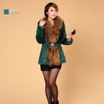 Spring Autumn winter Women's Genuine Natural Real Rabbit Fur Coats Raccoon Fur Collar Lady Slim Outerwear Coats VF0084