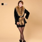 Spring Autumn winter Women's Genuine Natural Real Rabbit Fur Coats Raccoon Fur Collar Lady Slim Outerwear Coats VF0084