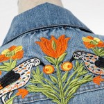 Spring Denim Jacket 2017 Vintage butterfly Tiger Embroidery jacket women long sleeve slim women basic coat streetwear outerwear