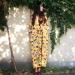 Spring Dress O Neck Leisure Loose Three Quarter Sleeve Long Dress Cotton and Linen Dress Oversized  Vintage Maxi Dress