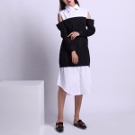 Spring New Style Fashion Design 2017 Women's Shirt Dress Long Sleeves Strapless Shirt Dress