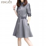 Spring Summer Dress Women 2017 Fincati New Turn-Down Collar Black Stripes Full Sleeve Sweatshirt Dresses Vestidos de Festa