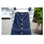 Spring Summer Women Denim Strap Jeans Dress Single Breasted Long Dress Casual Big Size Jeans Dresses With Pockets School Wear