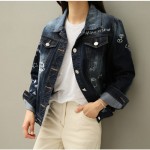 Spring Winter Plus Size Korean Painting Denim Jeans Jacket XL XXXL 5XLCartoon Print Large Size Painted Pattern Jean Coat