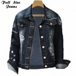 Spring Winter Plus Size Korean Painting Denim Jeans Jacket XL XXXL 5XLCartoon Print Large Size Painted Pattern Jean Coat