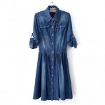 Spring and Autumn New Style Women Fashion Plus Size Dress, Female Elegant Casual Quality Jeans Vestidos Slim Denim Dresses