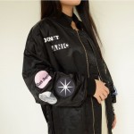 Spring jacket autumn coats long sleeve patch design fashion slim novelty polyester women bomber  jacket