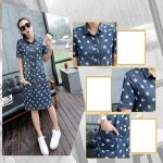 Stars Pattern Vestidos Summer Dress 2018 Loose Vintage Denim Dress Shirt Women Print Jeans Dresses For Woman