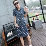 Stars Pattern Vestidos Summer Dress 2018 Loose Vintage Denim Dress Shirt Women Print Jeans Dresses For Woman